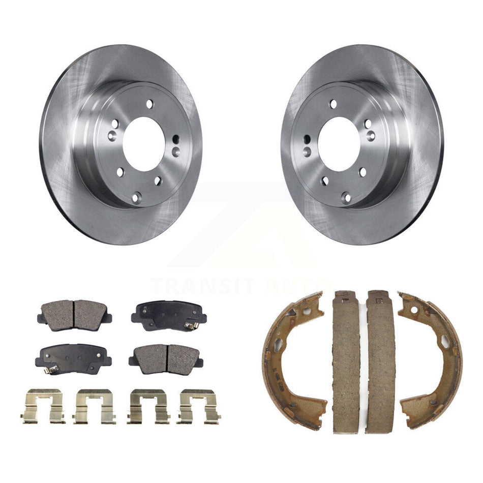 Rear Disc Rotors Ceramic Pads Parking Brake Shoes Kit For Hyundai Sonata Kia Optima Azera K8T-105670