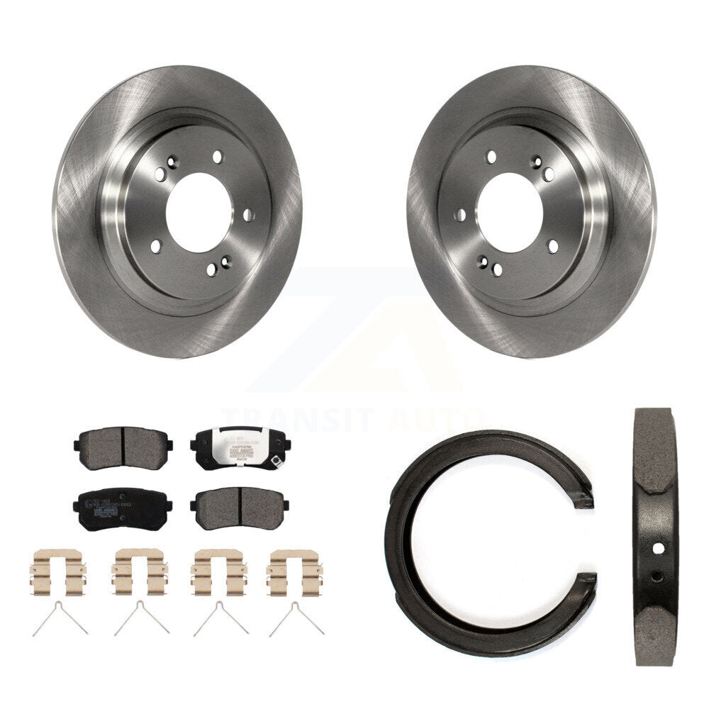 Rear Disc Rotors Ceramic Pads And Parking Brake Shoes Kit For Kia Optima K8T-105673