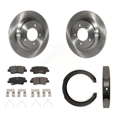 Rear Disc Rotors Ceramic Pads And Parking Brake Shoes Kit For Kia Optima K8T-105674