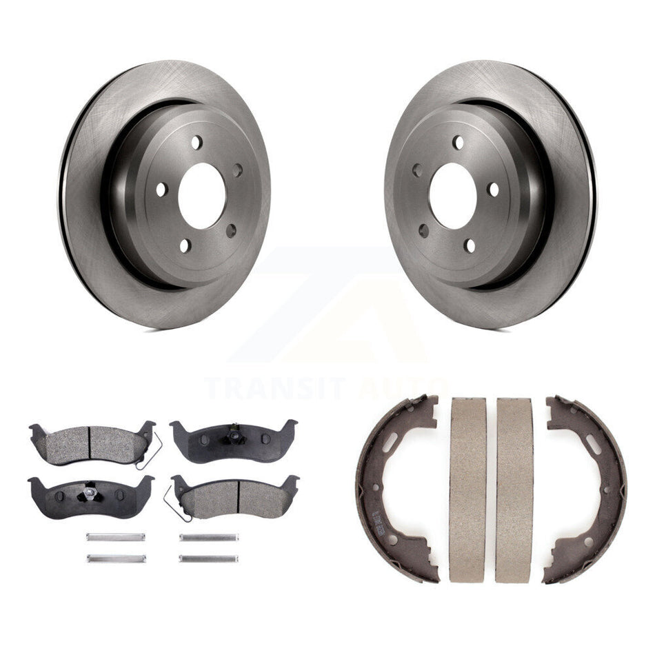 Rear Disc Rotors Ceramic Pads And Parking Shoes Kit For Ford Crown Victoria Mercury Grand K8T-105681