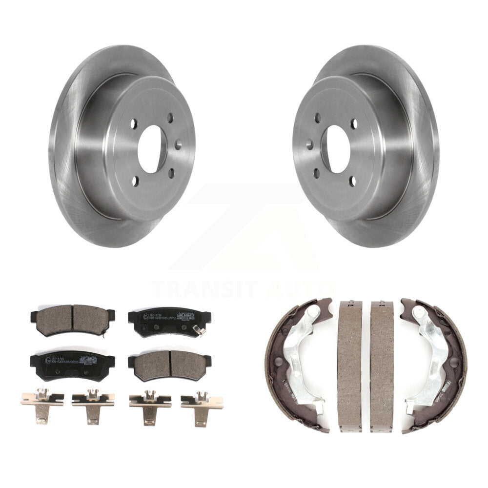 Rear Disc Rotors Ceramic Pads & Parking Brake Shoes Kit For 2014-2015 Chevrolet Spark EV K8T-105682