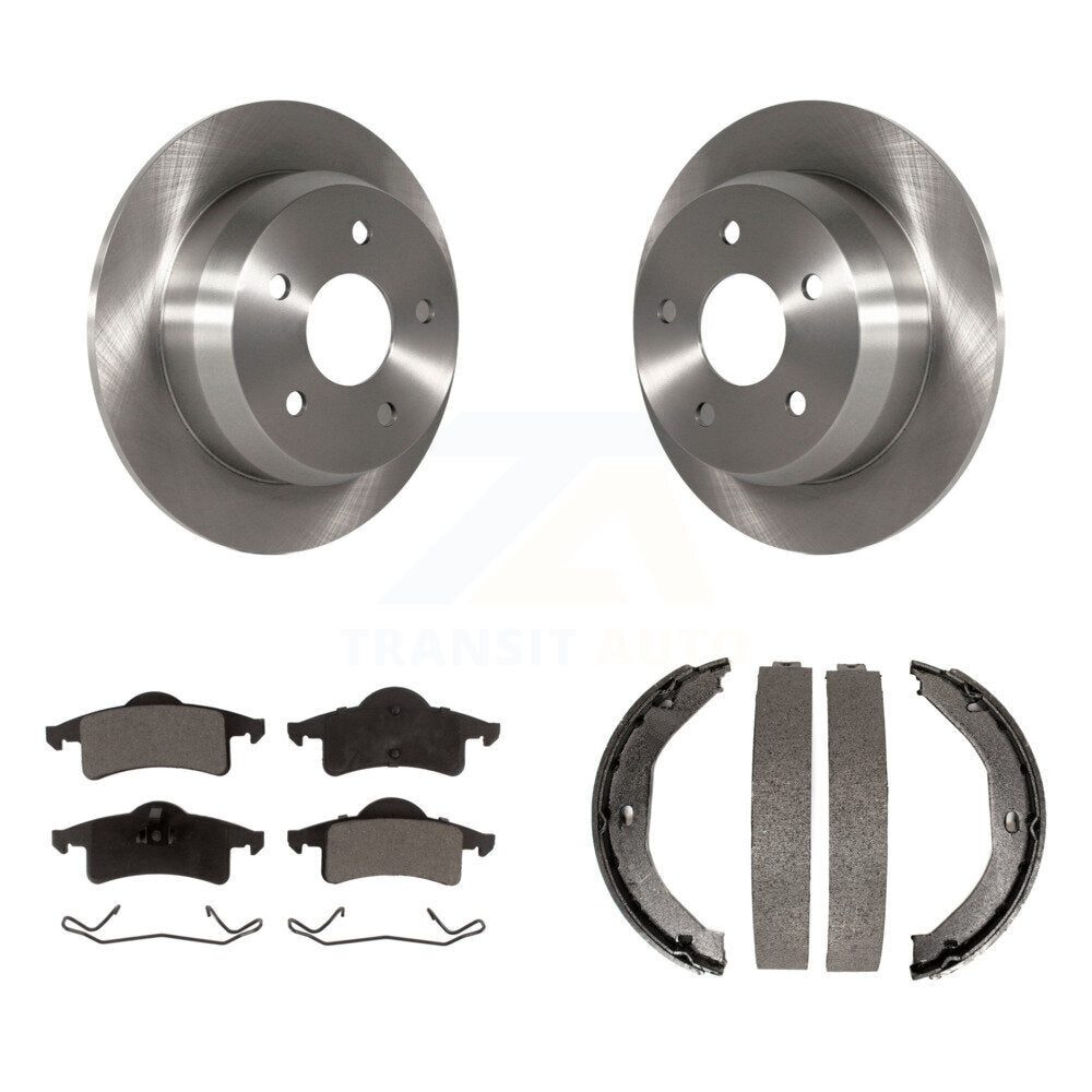 Rear Disc Rotors Ceramic Pads & Parking Brake Shoes Kit For 1999-2004 Jeep Grand Cherokee K8T-105689