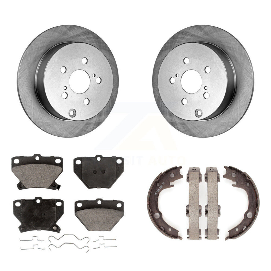 Rear Disc Rotors Ceramic Pads & Parking Shoes Kit For Toyota Matrix Corolla Pontiac Vibe K8T-105692