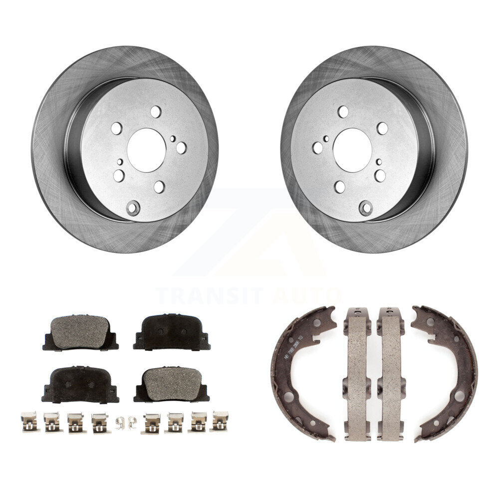 Rear Disc Rotors Ceramic Pads And Parking Brake Shoes Kit For 2005-2010 Scion tC K8T-105693