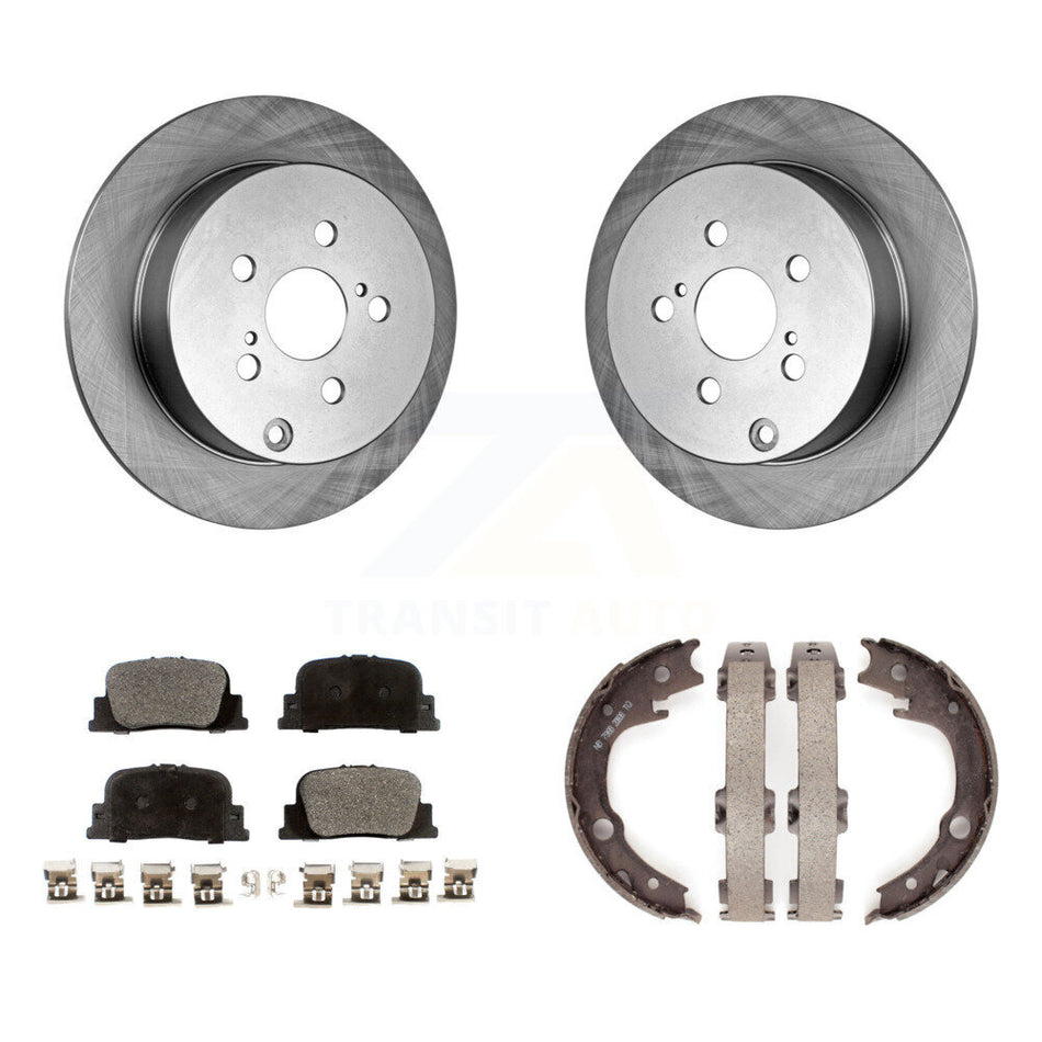 Rear Disc Rotors Ceramic Pads And Parking Brake Shoes Kit For 2005-2010 Scion tC K8T-105693