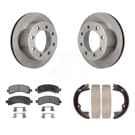 Rear Disc Rotors Ceramic Pads And Parking Shoes Kit For Chevrolet GMC Savana 2500 Express K8T-105699