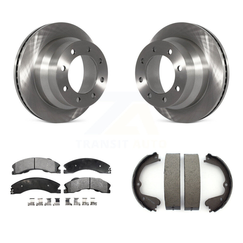 Rear Disc Rotors Ceramic Pads And Parking Shoes Kit For Chevrolet Express 3500 GMC Savana K8T-105700
