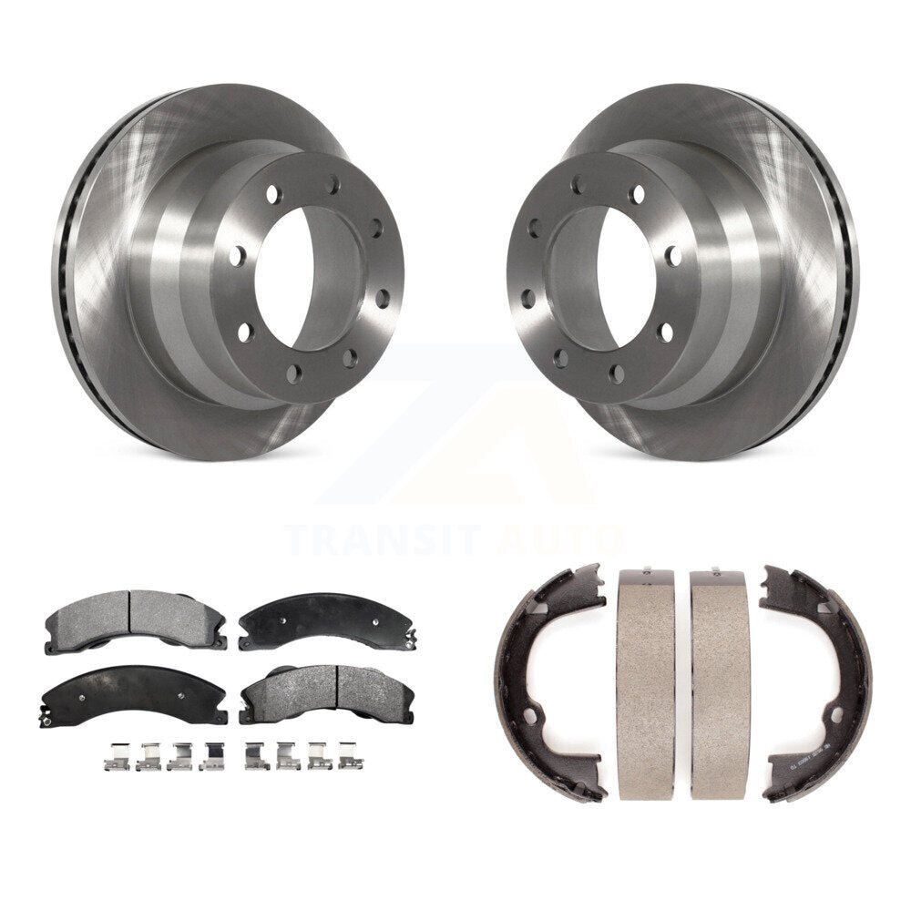 Rear Disc Rotors Ceramic Pads Parking Shoes Kit For GMC Savana 3500 With Dual Wheels K8T-105701
