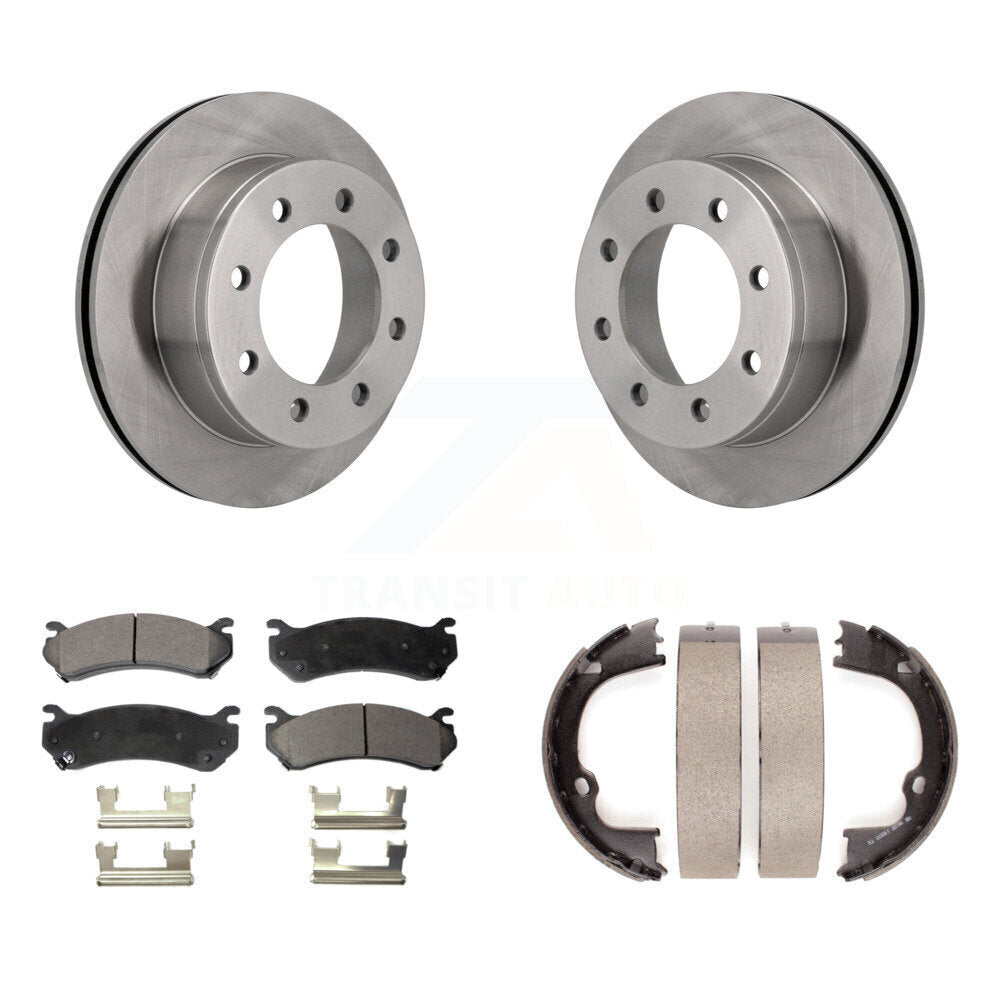 Rear Disc Rotors Ceramic Pads Parking Shoes Kit For GMC Chevrolet Silverado 2500 HD 3500 K8T-105705