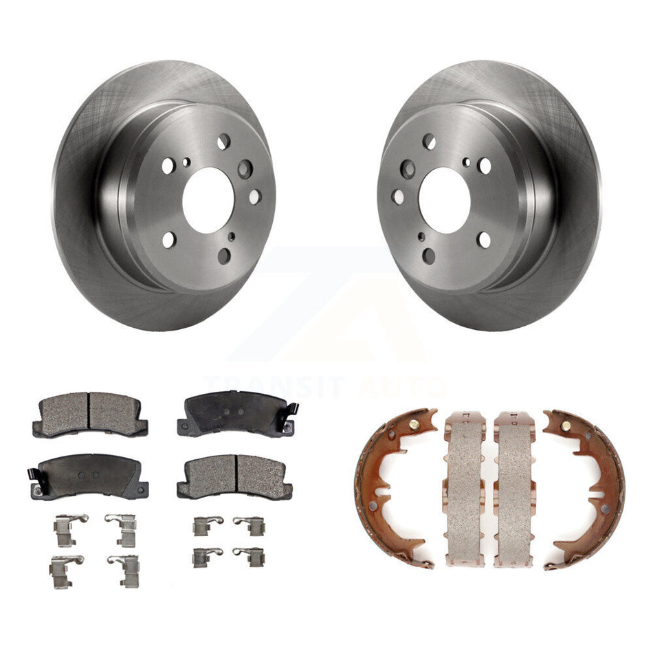 Rear Disc Rotors Ceramic Pads Parking Brake Shoes Kit For Toyota Camry Solara Lexus ES300 K8T-105715