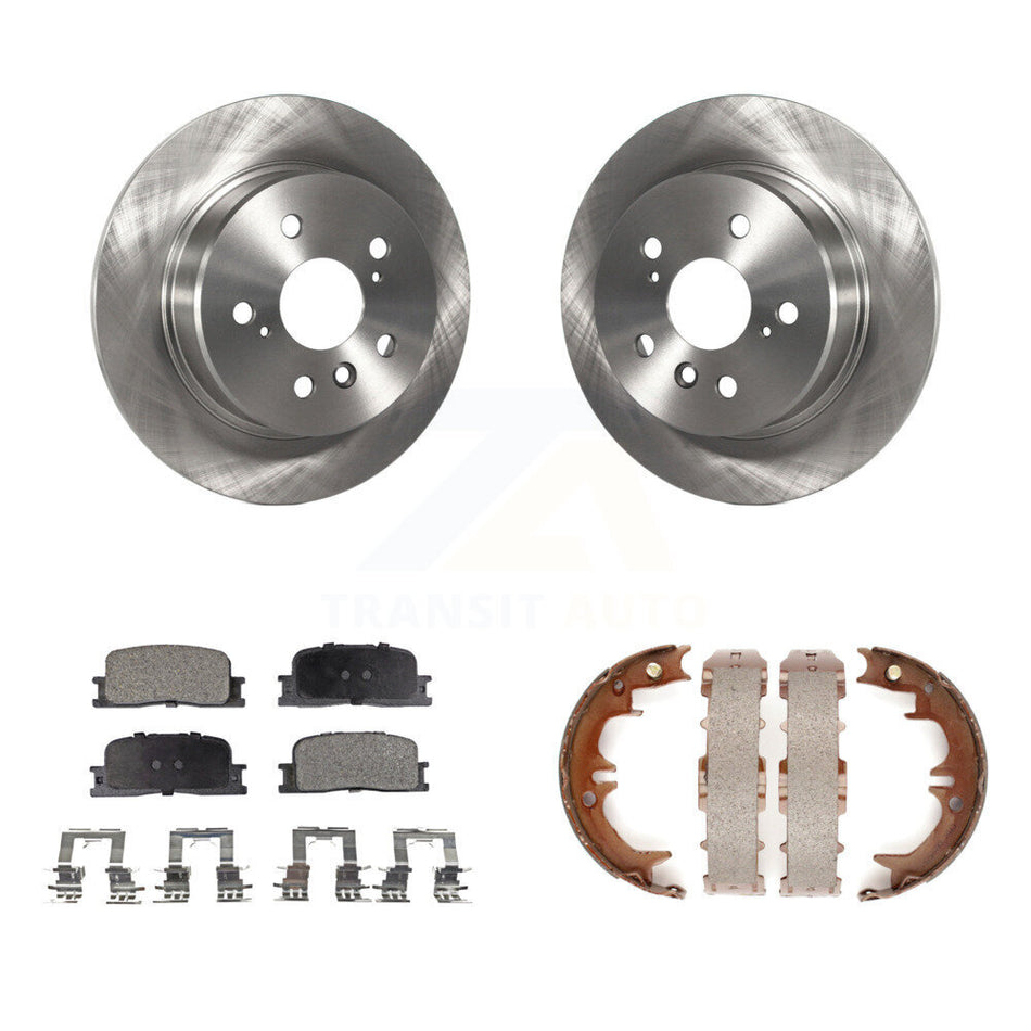 Rear Disc Rotors Ceramic Pads Parking Brake Shoes Kit For 2001-2003 Toyota Highlander AWD K8T-105718