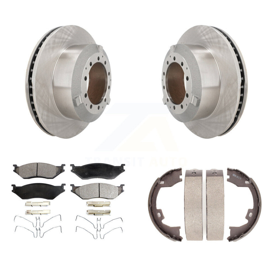 Rear Disc Rotors Ceramic Pads Parking Shoes Kit For Ford F-450 Super Duty IC Corporation K8T-105722