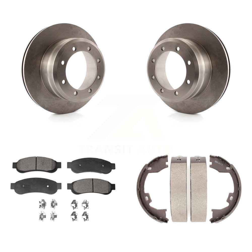 Rear Disc Rotors Ceramic Pads And Parking Brake Shoes Kit For Ford F-350 Super Duty K8T-105727