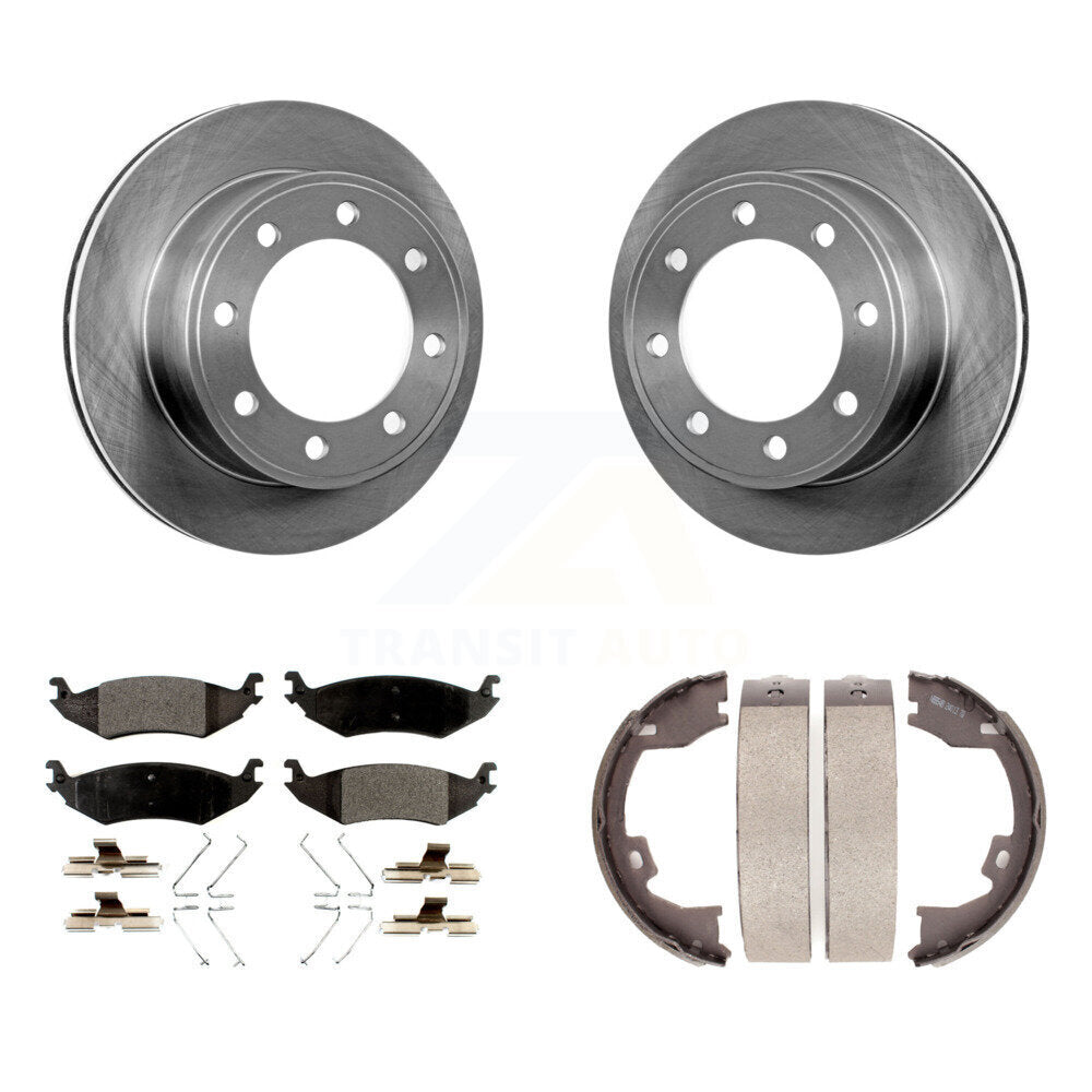 Rear Disc Rotors Ceramic Pads And Parking Brake Shoes Kit For 2007 Ford E-150 To 10 16 06 K8T-105729