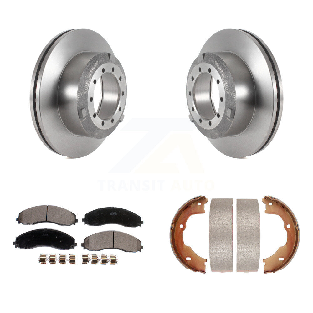 Rear Disc Rotors Ceramic Pads And Parking Shoes Kit For Ford F-450 Super Duty F-550 F-600 K8T-105733