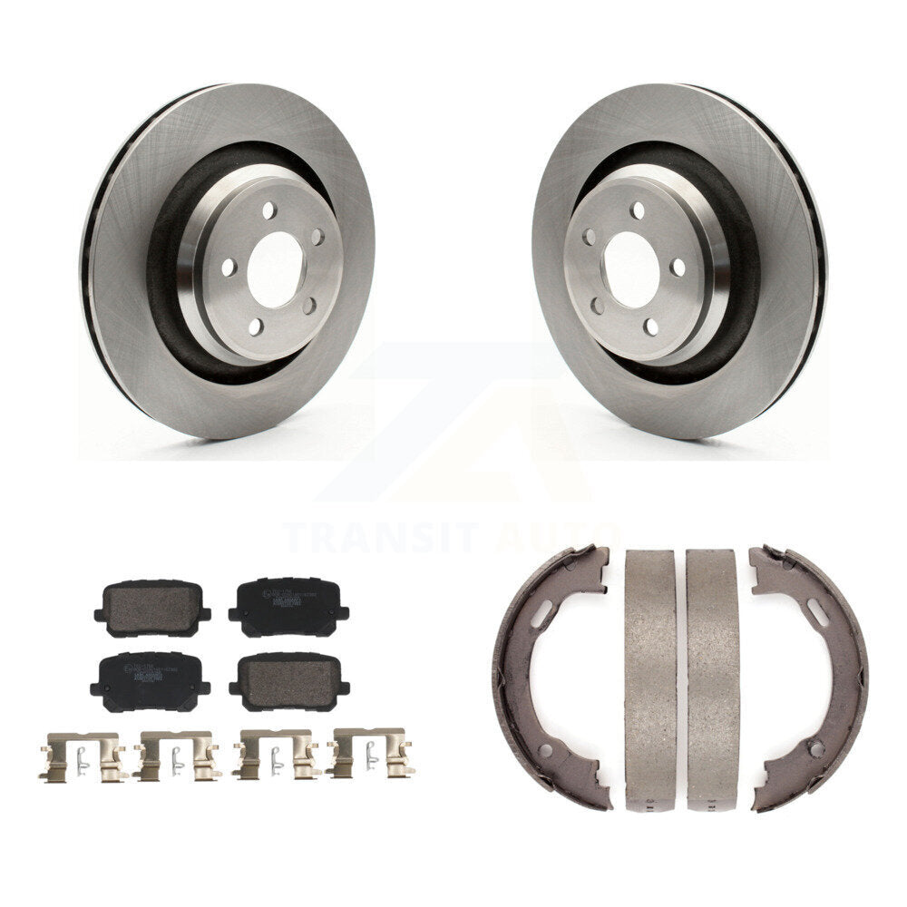 Rear Disc Rotors Ceramic Pads And Parking Brake Shoes Kit For Dodge Charger K8T-105741