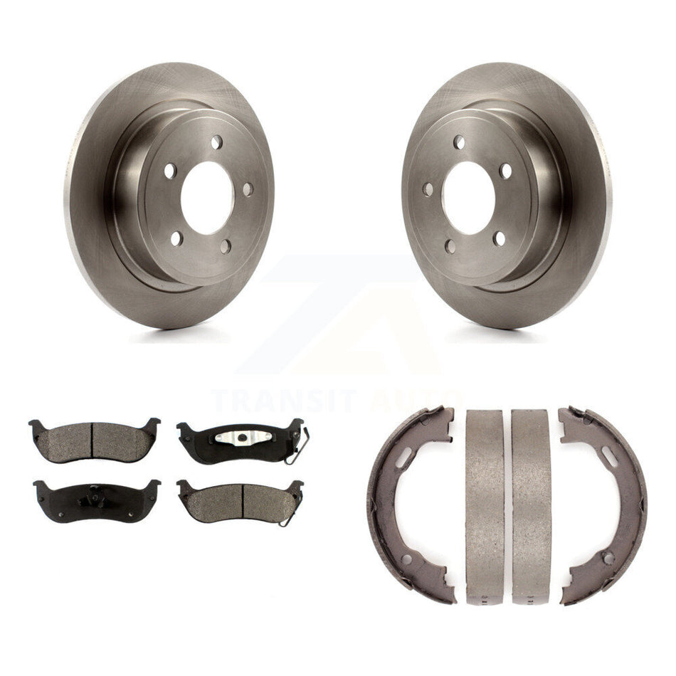 Rear Disc Rotors Ceramic Pads And Parking Brake Shoes Kit For 2004-2008 Chrysler Pacifica K8T-105745