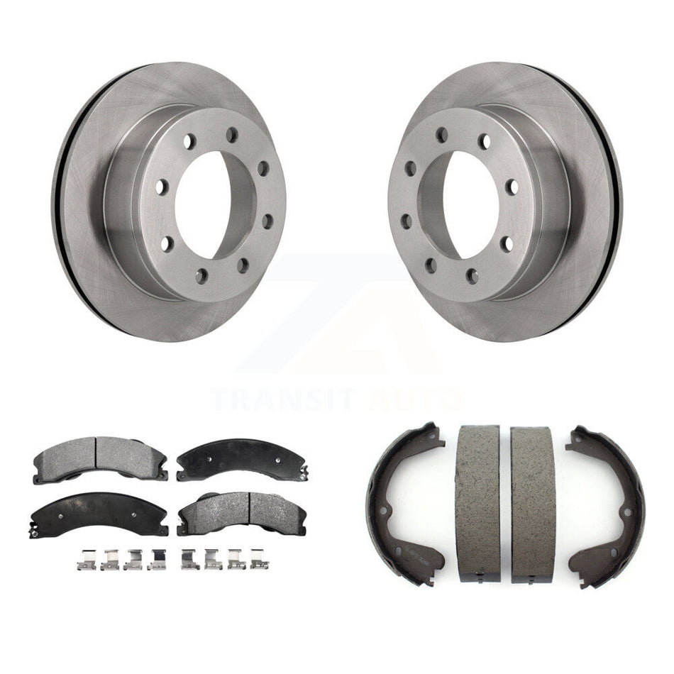 Rear Disc Rotors Ceramic Pads And Parking Brake Shoes Kit For Chevrolet Express 4500 K8T-105747