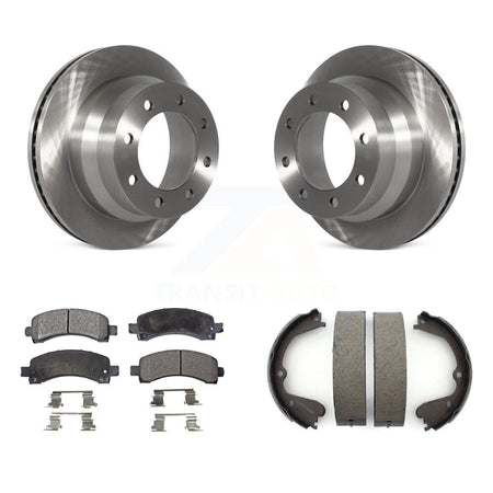 Rear Disc Rotors Ceramic Pads And Parking Brake Shoes Kit For Chevrolet Express 4500 K8T-105748