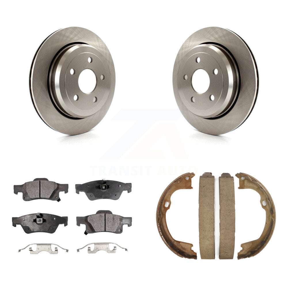 Rear Disc Rotors Ceramic Pads Parking Shoes Kit For Jeep Grand Cherokee Dodge Durango WK K8T-105749