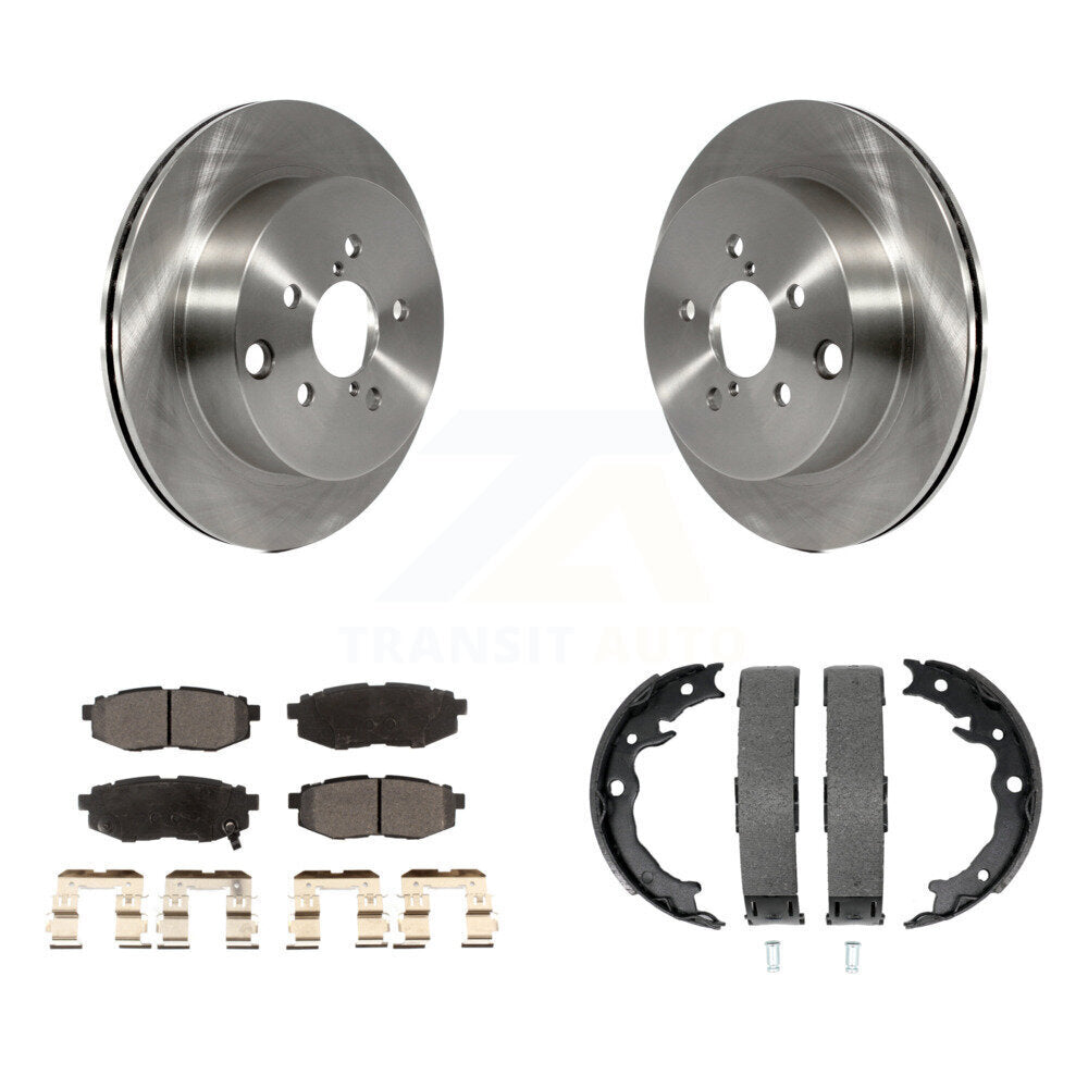 Rear Disc Rotors Ceramic Pads Parking Brake Shoes Kit For 2014-2018 Subaru Forester 2.0L K8T-105756