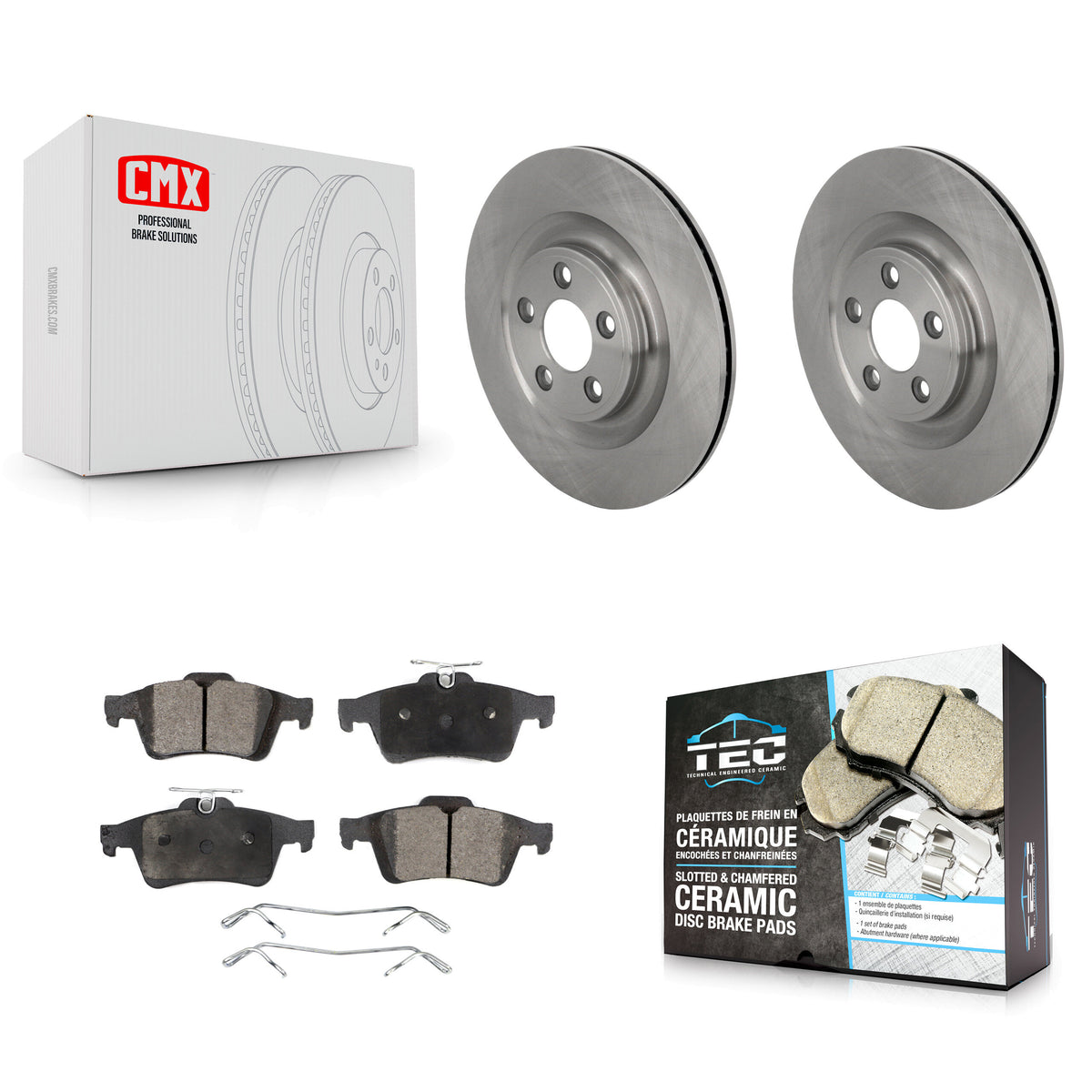Rear Brake Rotor & Ceramic Pad Kit For Jaguar XJ Base with 3.0L With Manual Parking K8T-105767