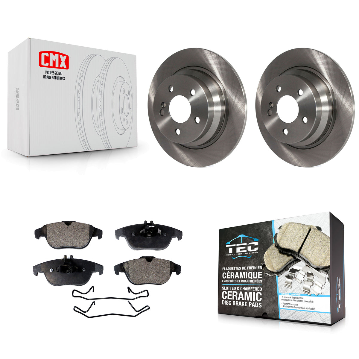 Rear Disc Brake Rotors Ceramic Pad Kit For 2010 Mercedes-Benz E350 Coupe With Solid Rotor K8T-105775