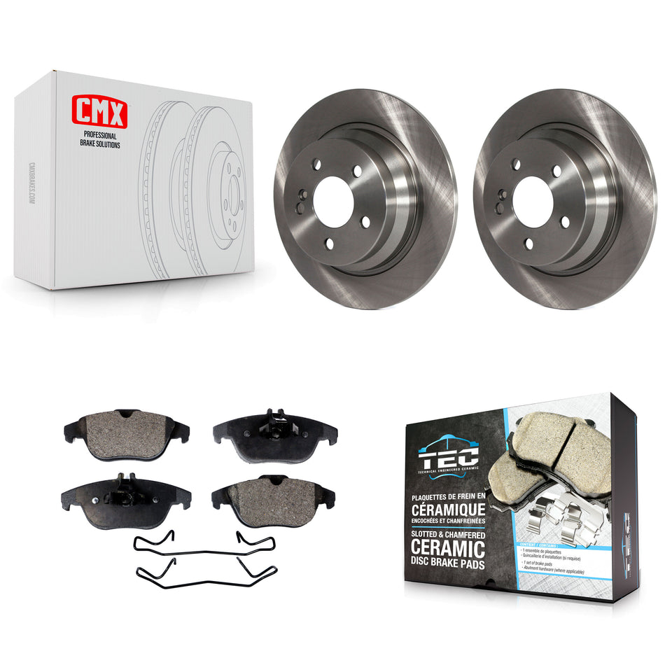 Rear Disc Brake Rotors Ceramic Pad Kit For 2010 Mercedes-Benz E350 Coupe With Solid Rotor K8T-105775