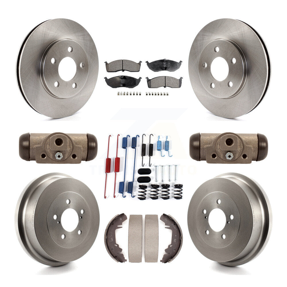 Front Rear Disc Brake Rotors Ceramic Pads And Drum Kit (9Pc) For Chrysler Grand Voyager K8T-105778