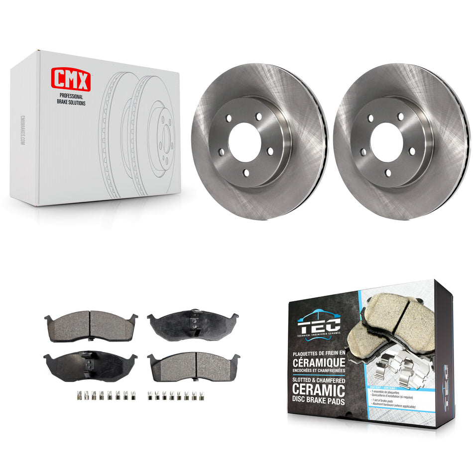 Front Disc Brake Rotors And Ceramic Pad Kit For Chrysler Intrepid Dodge 300M Concorde LHS K8T-105807