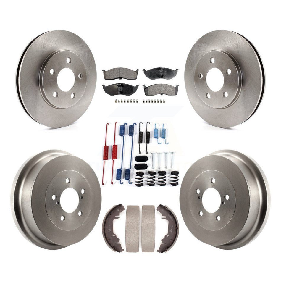 Front Rear Disc Brake Rotors Ceramic Pads And Drum Kit (7Pc) For Chrysler Grand Voyager K8T-105823
