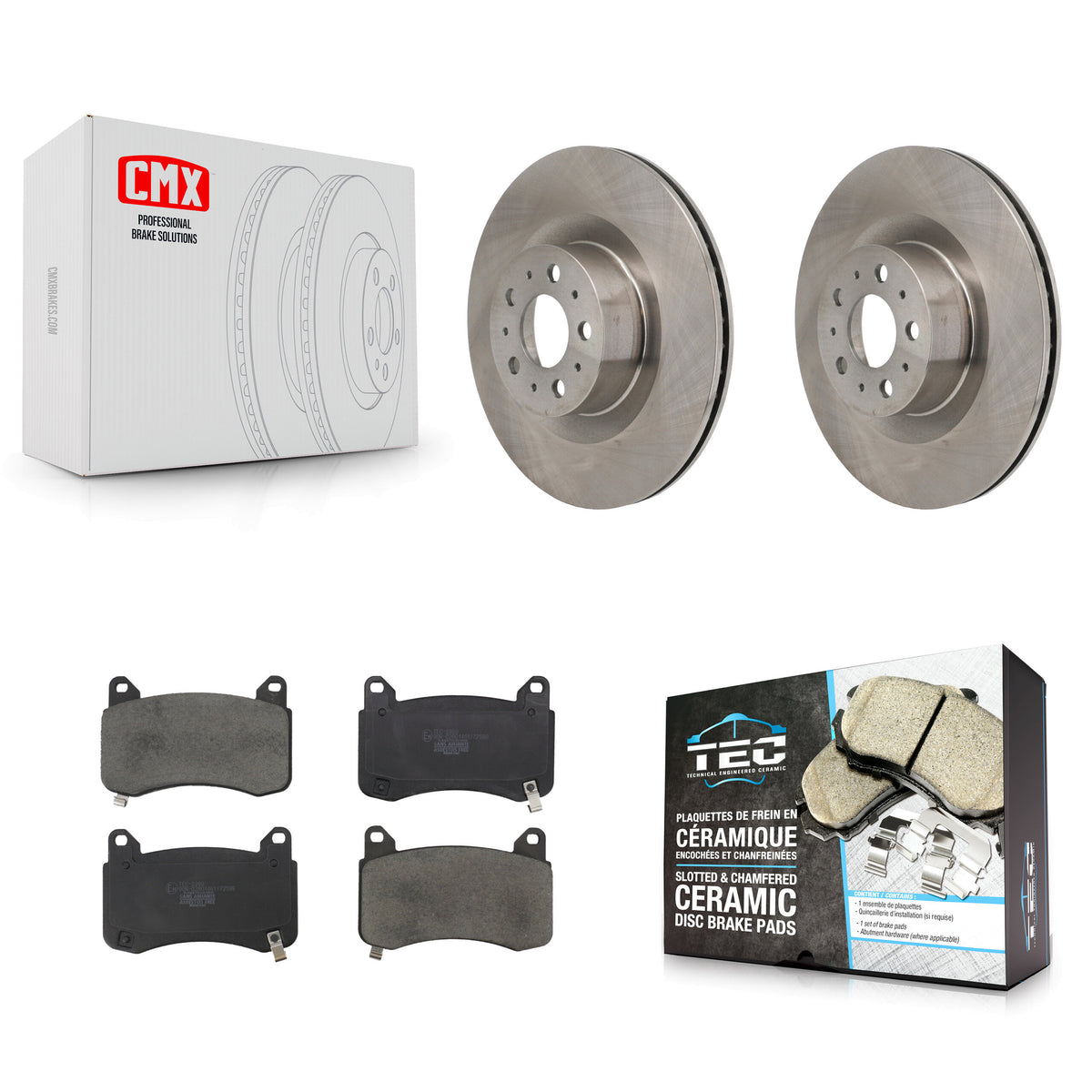 Front Disc Brake Rotor & Ceramic Pad Kit For 2020-2023 Tesla Y With Gray Painted Calipers K8T-105927