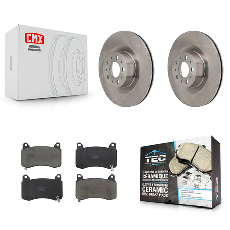 Front Disc Brake Rotor & Ceramic Pad Kit For 2020-2023 Tesla Y With Gray Painted Calipers K8T-105927