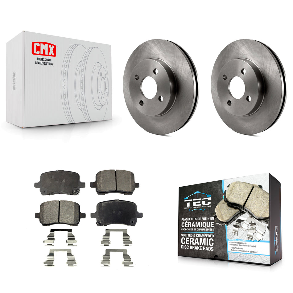 Front Brake Rotors Ceramic Pad Kit For Pontiac G5 With Rear Drum Brakes 4 Lug Wheels K8T-105939