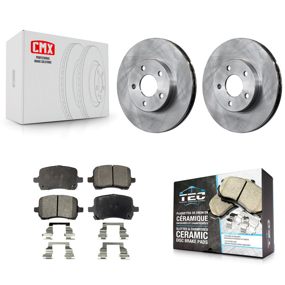 Front Brake Rotors Ceramic Pad Kit For Pontiac G5 With Rear Drum Brakes 5 Lug Wheels K8T-105940