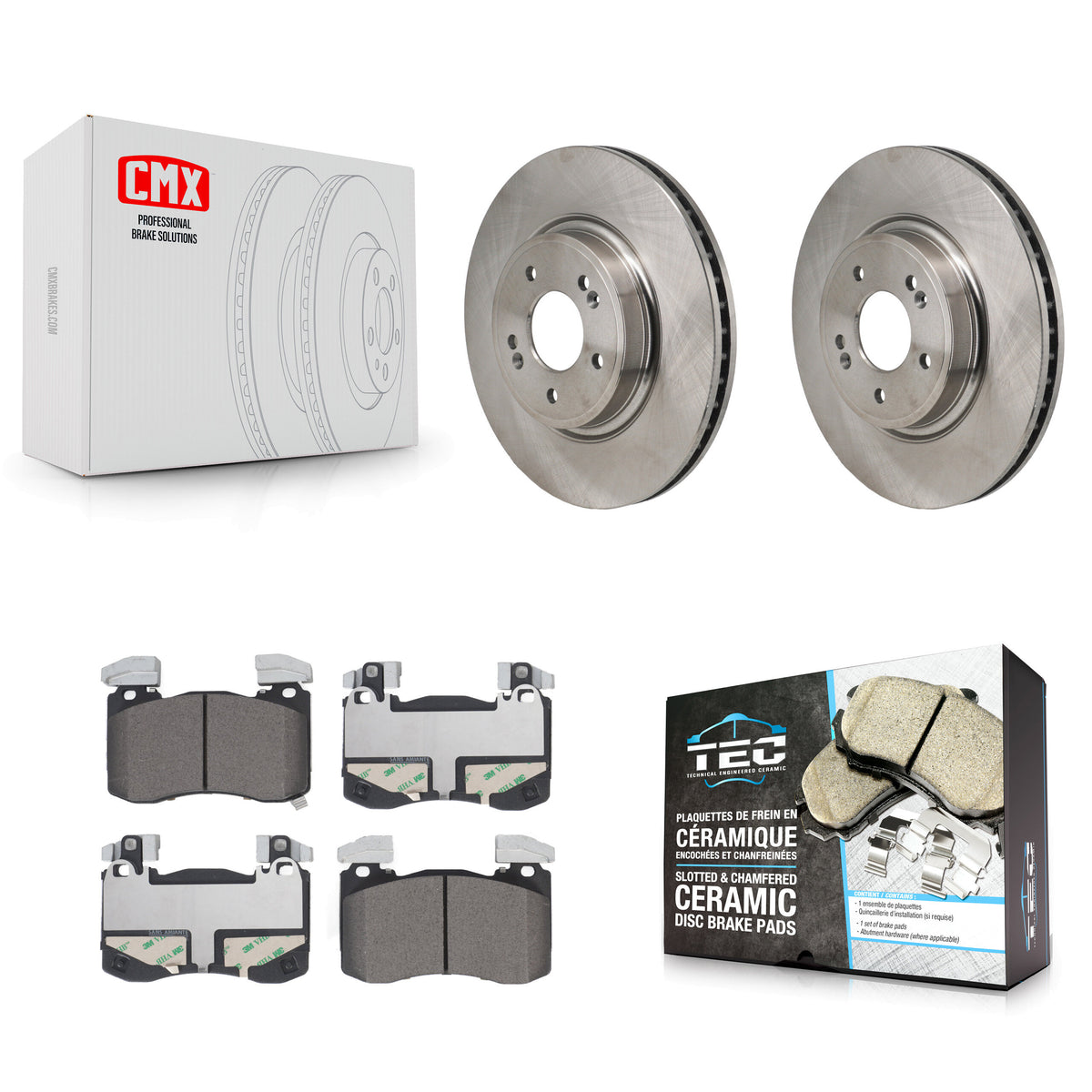 Front Disc Brake Rotors And Ceramic Pads Kit For 2023 Genesis G70 2.0L With Brembo Brakes K8T-105944