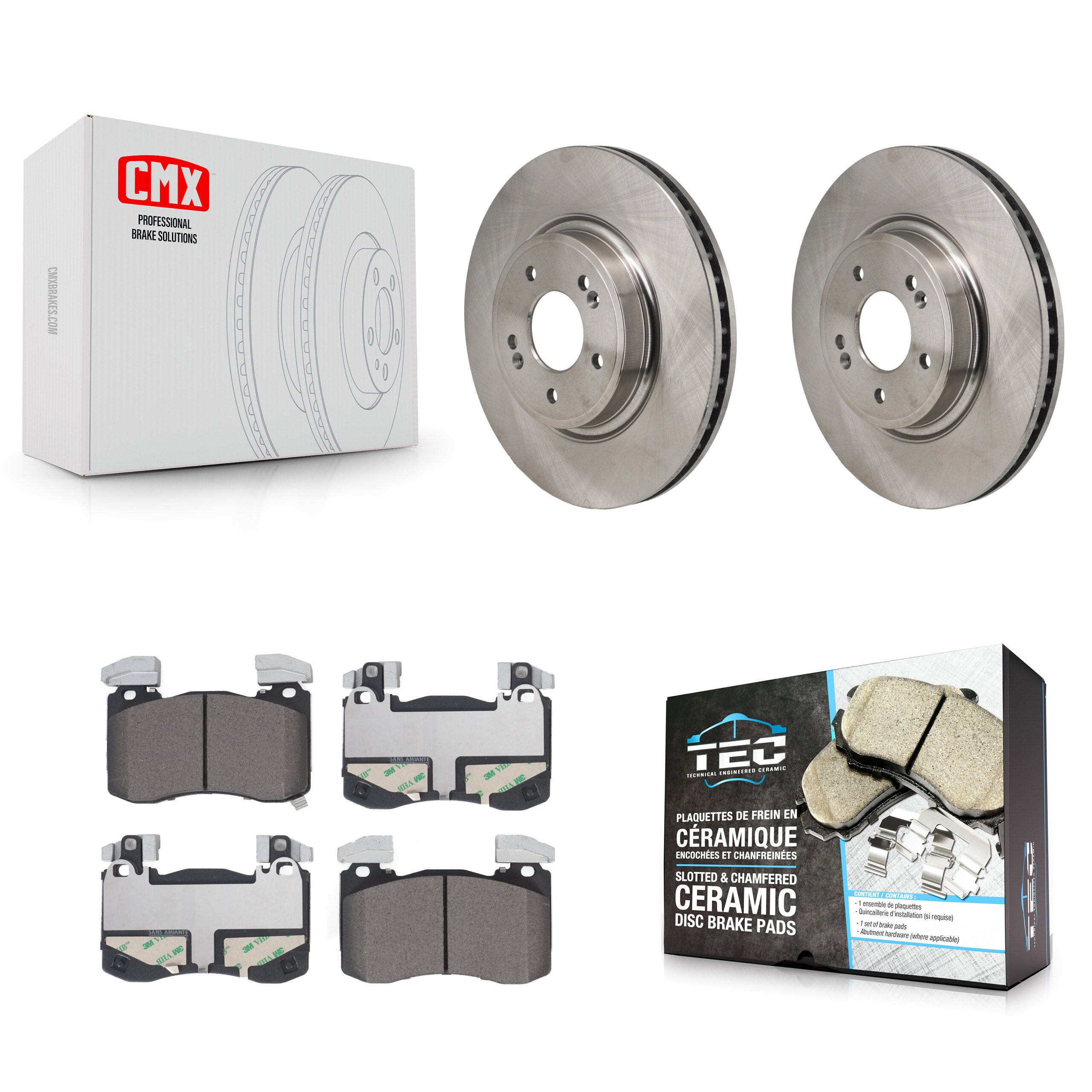 Front Disc Brake Rotors And Ceramic Pads Kit For 2023 Genesis G70 2.0L With Brembo Brakes K8T-105944