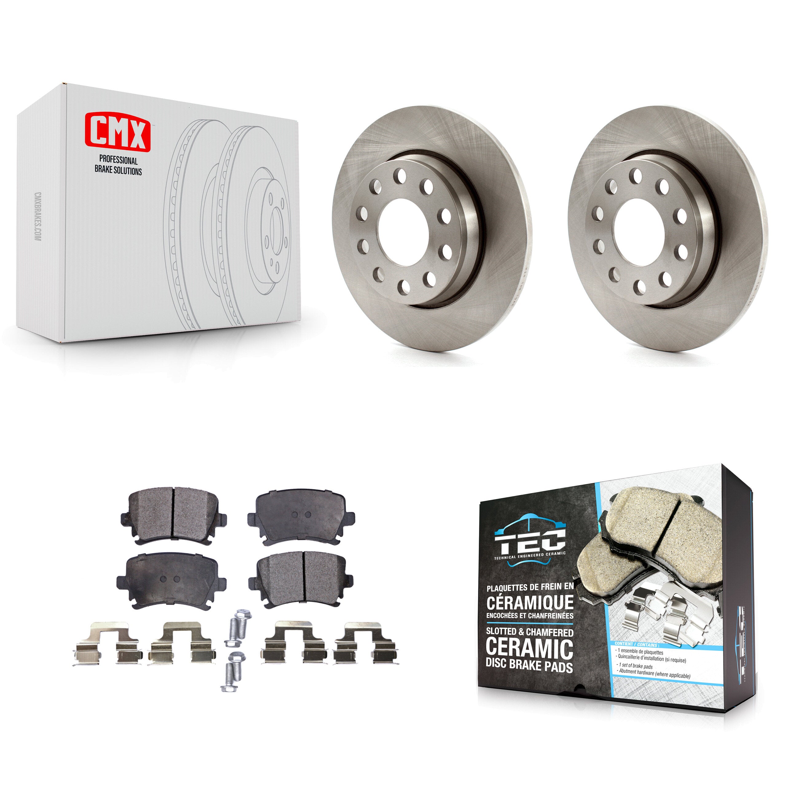 Rear Brake Rotors Ceramic Pad Kit For 06 Audi A4 3.2L 2.0L With 255mm Diameter Rotor K8T-105953