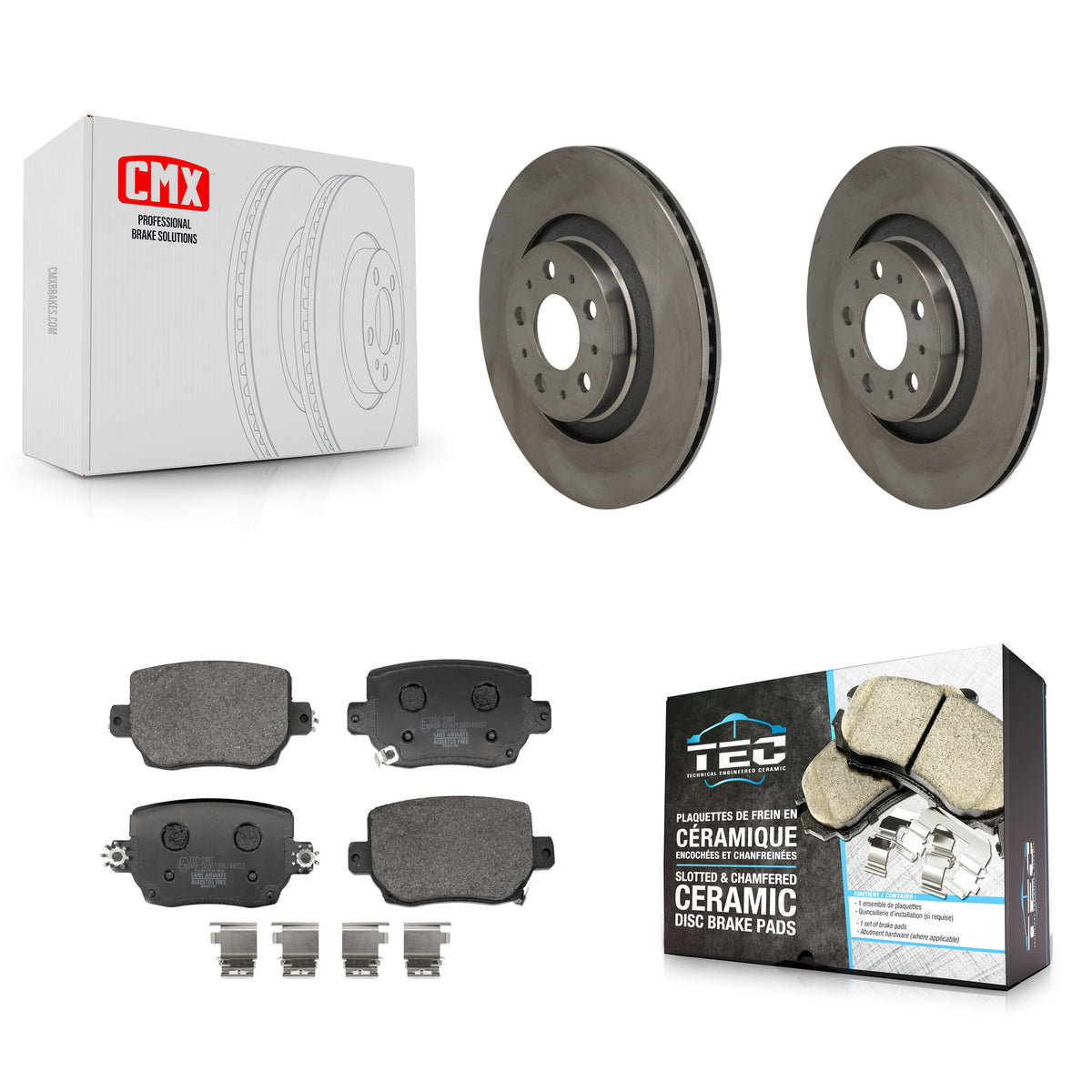 Rear Disc Brake Rotor And Ceramic Pad Kit For 2020-2024 Tesla Y With Red Painted Calipers K8T-105963