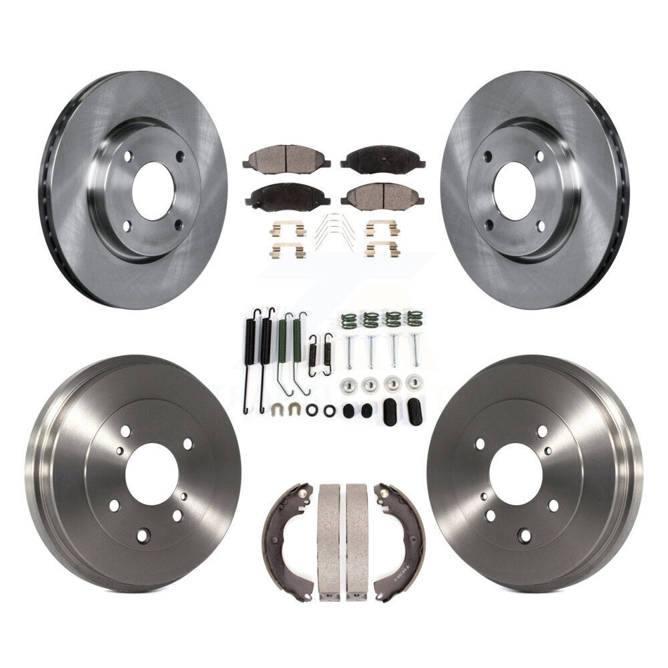 Front Rear Disc Brake Rotors Ceramic Pad Drum Kit (7Pc) For 2008 Nissan Versa 4-Wheel ABS K8T-105978