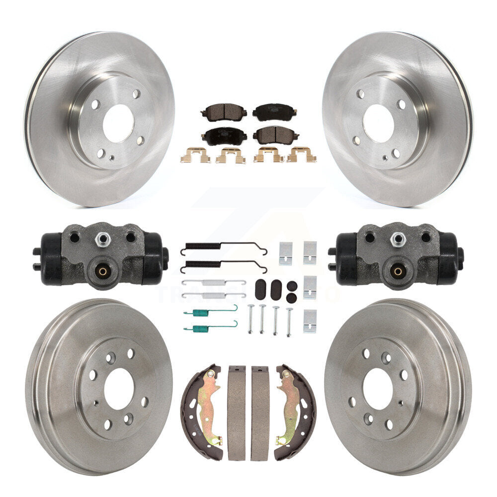 Front Rear Disc Brake Rotors Ceramic Pads And Drum Kit (9Pc) For Toyota Yaris iA Scion K8T-105998