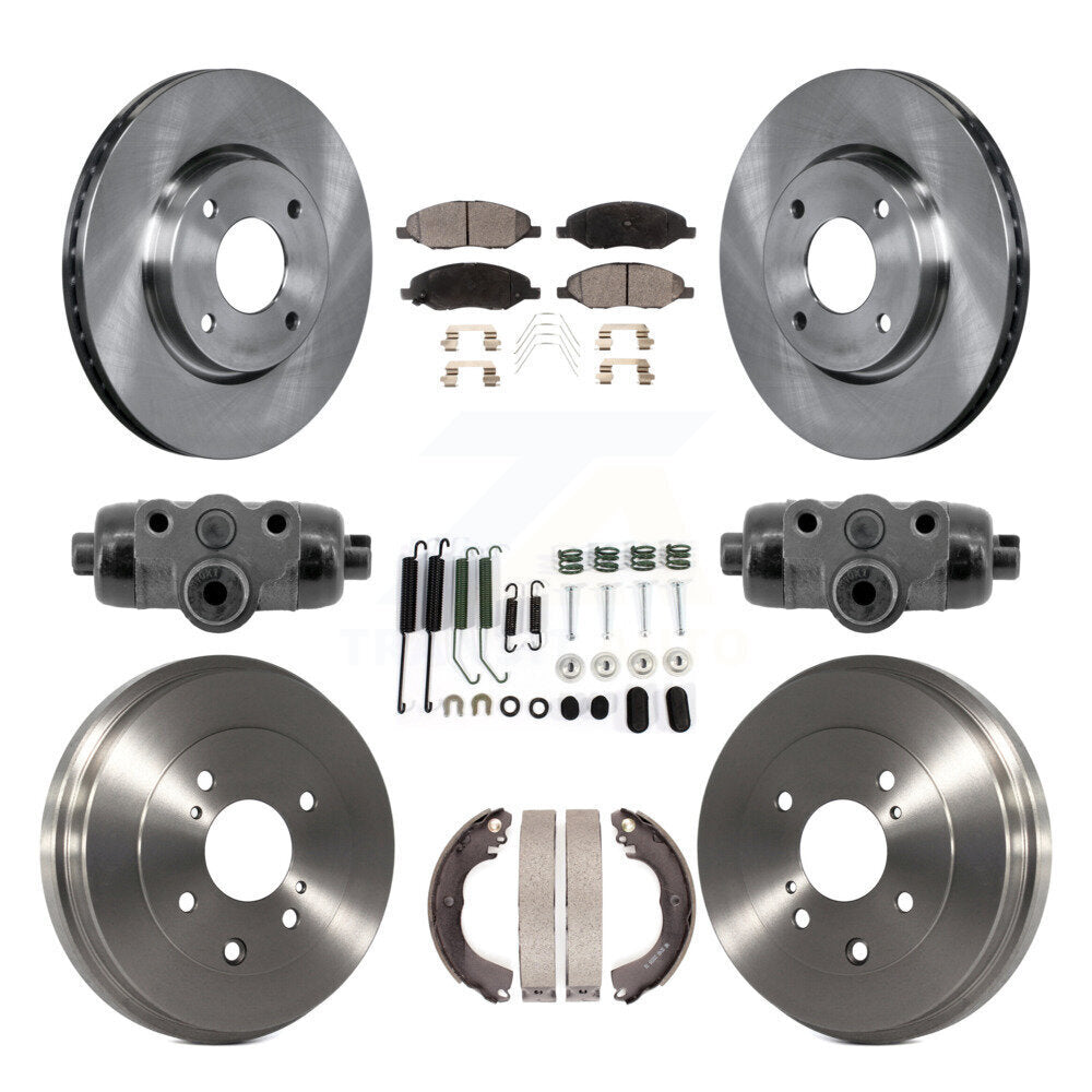 Front Rear Disc Brake Rotors Ceramic Pad Drum Kit (9Pc) For 2008 Nissan Versa 4-Wheel ABS K8T-105999