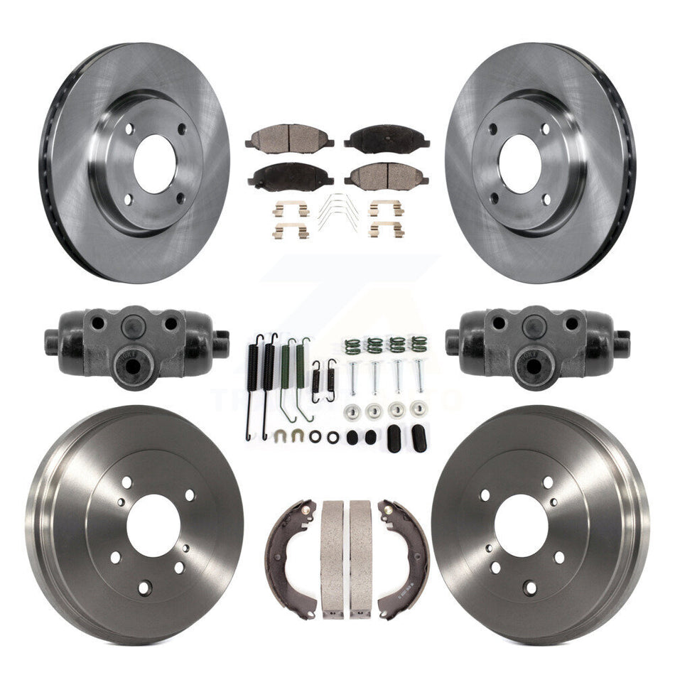Front Rear Disc Brake Rotors Ceramic Pad Drum Kit (9Pc) For 2008 Nissan Versa 4-Wheel ABS K8T-105999