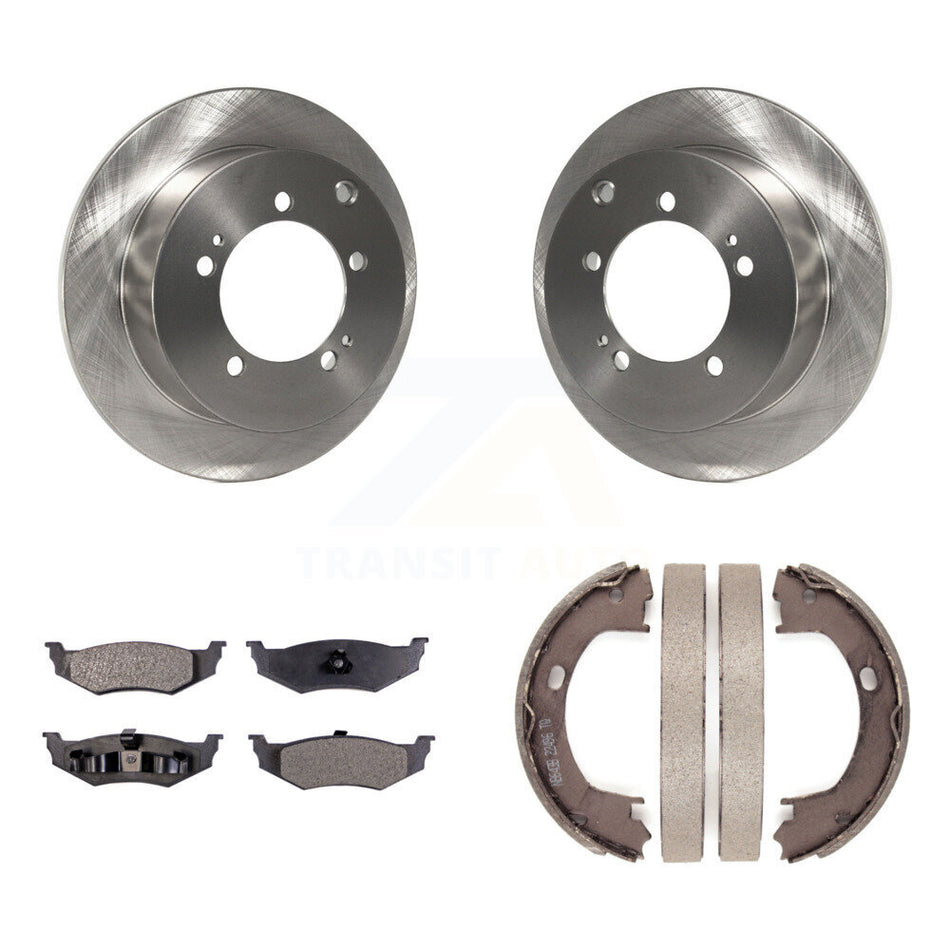 Rear Disc Rotors Ceramic Pads Parking Shoes Kit For Dodge Stratus With 14\\" Factory Wheels K8T-106005