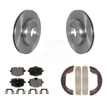 Rear Disc Rotors Ceramic Pads And Parking Brake Shoes Kit For 2011 BMW 550i xDrive K8T-106008