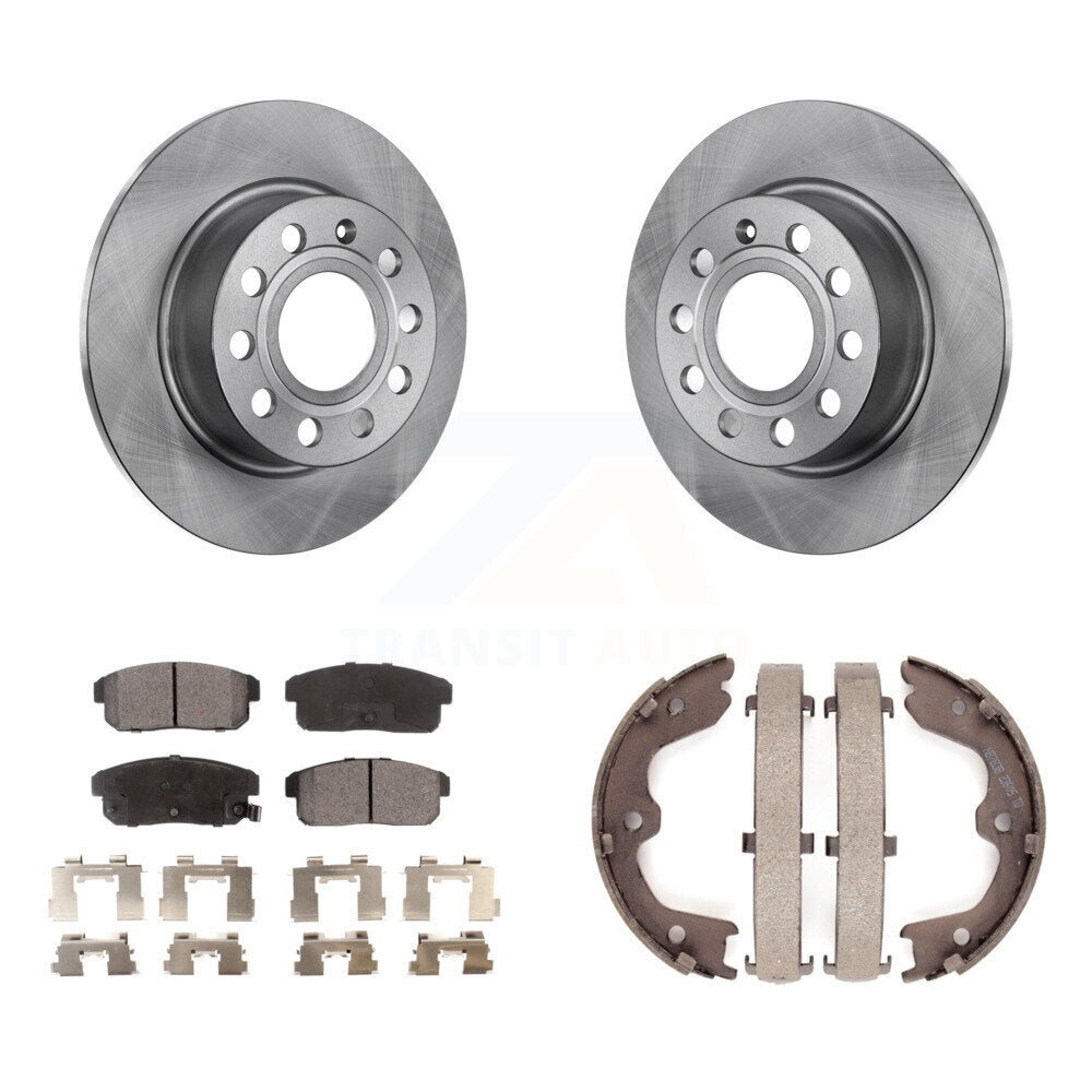 Rear Disc Rotors Ceramic Pads And Parking Brake Shoes Kit For 2003 Nissan Maxima K8T-106010