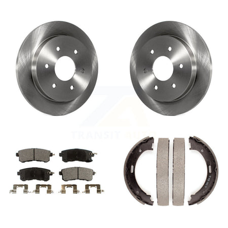 Rear Disc Rotors Ceramic Pads Parking Shoes Kit For 17-19 Nissan Armada With Solid Rotor K8T-106011
