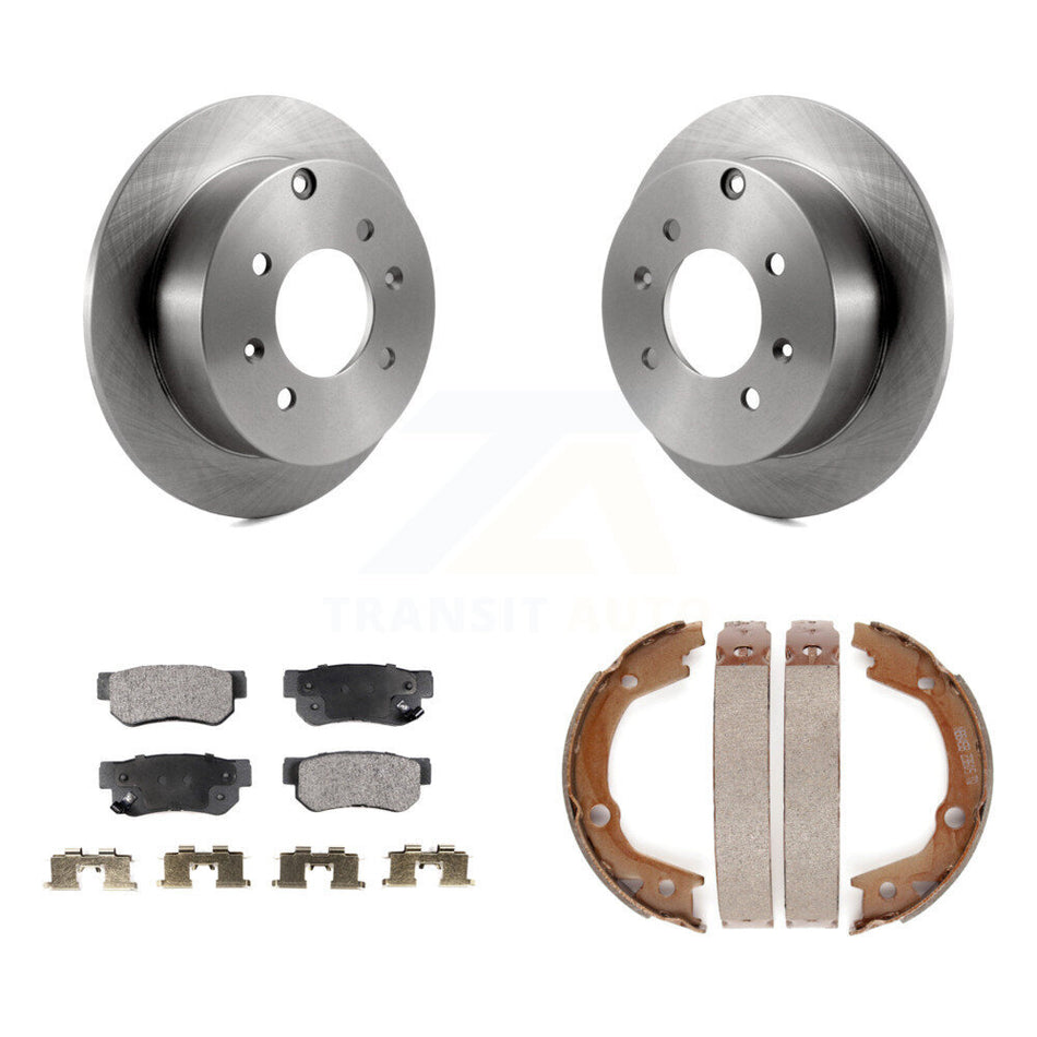 Rear Disc Rotors Ceramic Pads & Parking Shoes Kit For 2006 Kia Magentis With 4 Lug Wheels K8T-106014