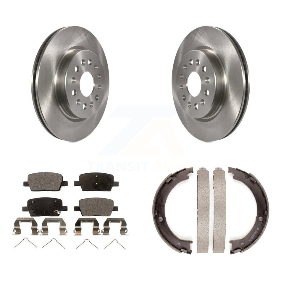 Rear Disc Rotors Ceramic Pads And Parking Brake Shoes Kit For 2017 GMC Acadia K8T-106016