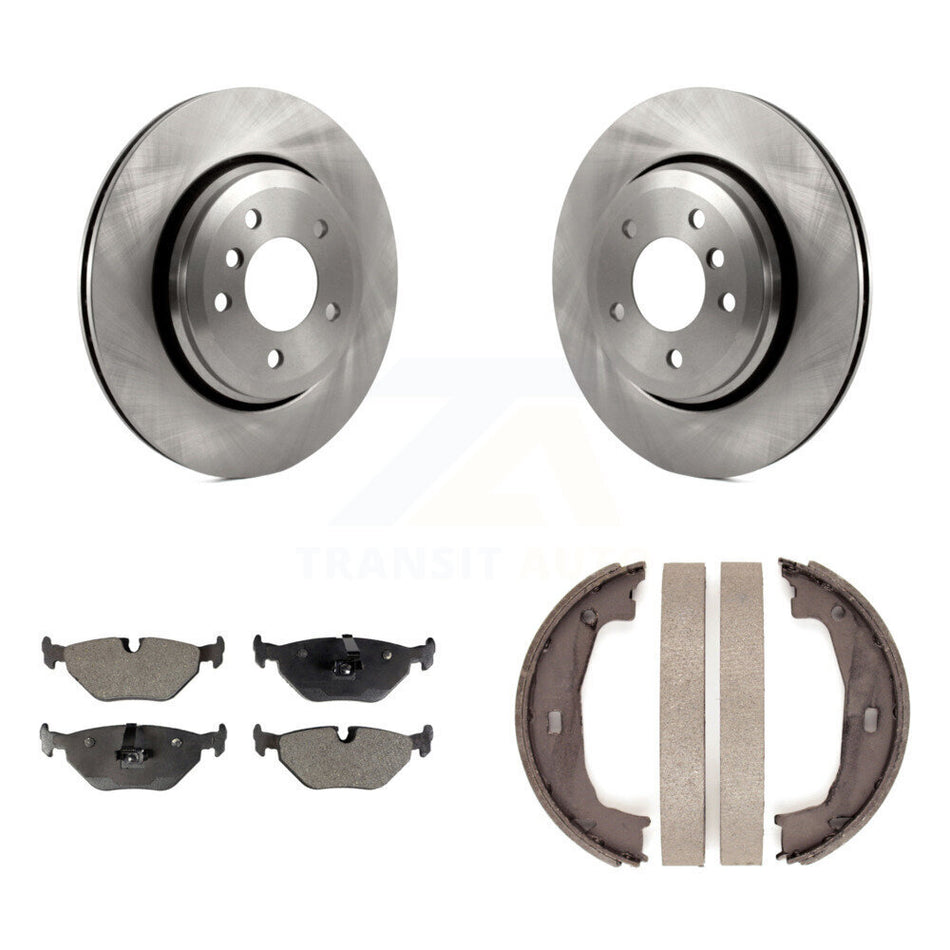 Rear Disc Rotors Ceramic Pads And Parking Brake Shoes Kit For BMW 320i K8T-106021